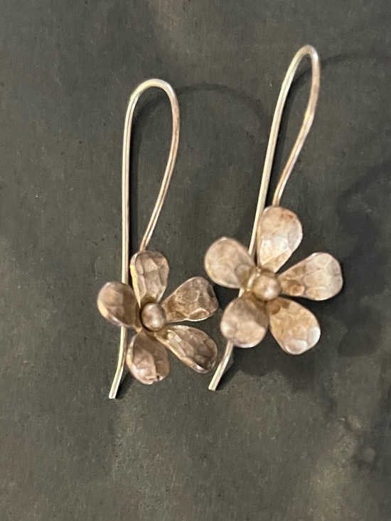 Jewelry - Sterling Silver Handmade Hammered Flower Earrings